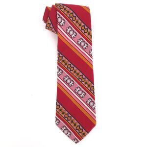 70s wide striped necktie Lilly Dache 1970s vintage red pink stripe